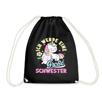 Süßes Ich Werde Große Schwester Einhörner - Turnbeutel - Schwarz - Vorne