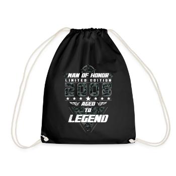 Man of Honor Year of Birth 2008 Camouflage Gift - Drawstring Bag - black - Front