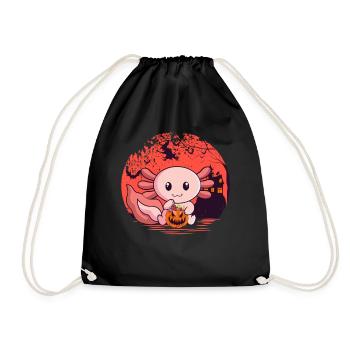 Creepy Axolotl Tail Lurch Pumpkin Halloween - Drawstring Bag - black - Front