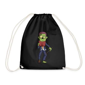 Zombie School Teacher Teacher Book Read Halloween - Drawstring Bag - black - Front