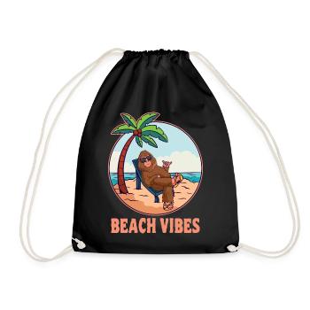 Beach Vibes Bigfoot Summer Holidays Sasquatch - Drawstring Bag - black - Front