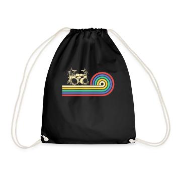 Retro Drummer Player Percussion Drumming Drummer - Drawstring Bag - black - Front