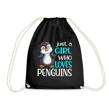 Königspinguin Kaiserpinguin Mädchen liebt Pinguine - Turnbeutel - Schwarz - Vorne