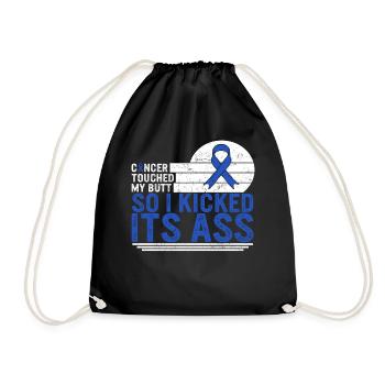 Colon Cancer Awareness Shirt, Cancer Touch My - Drawstring Bag - black - Front