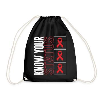 HIV AIDS Awareness Month Shirt, Know Your Status - Drawstring Bag - black - Front