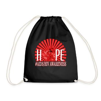 HIV AIDS Awareness Month Shirt, Hope Red Ribbon - Drawstring Bag - black - Front