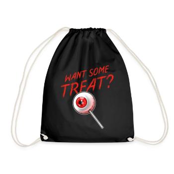 Trick Or Treat Want Some Treat Eyeball Lollipop - Turnbeutel - Schwarz - Vorne