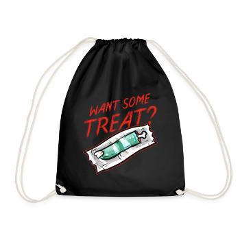 Zombie Finger Want Some Treat Halloween - Drawstring Bag - black - Front
