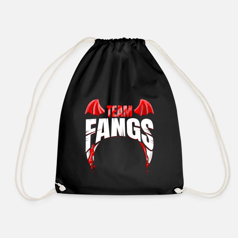 Team Fangs Vampire Horde Halloween - Drawstring Bag - black