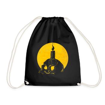 Candle On Skull In Front Of Moon Halloween - Turnbeutel - Schwarz - Vorne