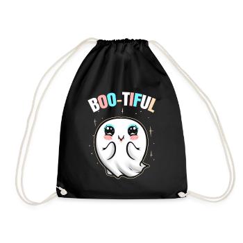 Cute Kawaii Beautiful Ghost Is Boo-tiful On - Drawstring Bag - black - Front