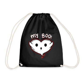 Heart Shaped Ghost Spirit Is My Boo On Halloween - Turnbeutel - Schwarz - Vorne