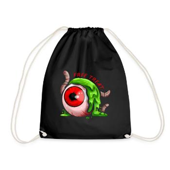 Free Treat Big Eyeball Green Slime Earthworm - Drawstring Bag - black - Front