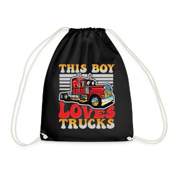 Camion, Camion, Camion, Garçon, Garçon, Enfant - Sac de sport léger - noir - Devant