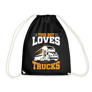Camion, Camion, Camion, Garçon, Garçon, Enfant - Sac de sport léger - noir - Devant