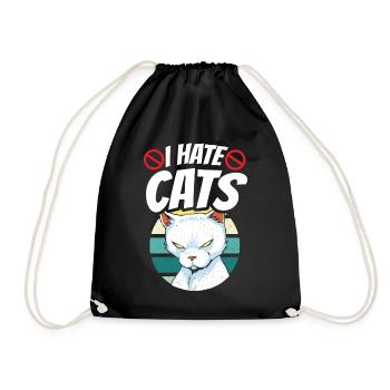 I Hate Cats Dog Puppy Lover Animal - Drawstring Bag - black - Front