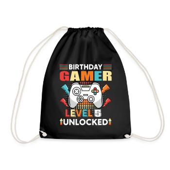 Birthday Gamer Level 5 Unlocked 5 Birthday - Drawstring Bag - black - Front