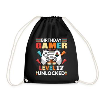 Geburtstag Gamer Level 17 Unlocked 17 - Turnbeutel - Schwarz - Vorne