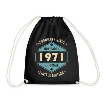 Novembre 1971 Vintage Retro Anniversaire - Sac de sport léger - noir - Devant