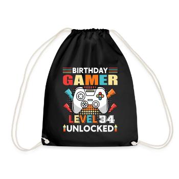 Geburtstag Gamer Level 34 Unlocked 34 Geburtstag - Turnbeutel - Schwarz - Vorne