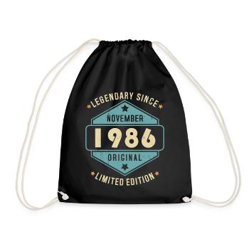 Novembre 1986 Vintage Retro Anniversaire - Sac de sport léger - noir - Devant