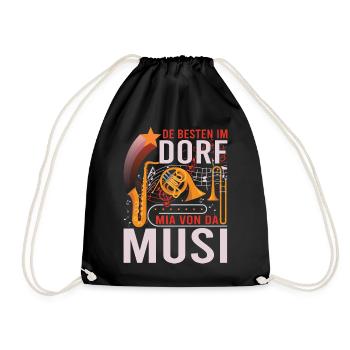 Dorfmusik Musikkapelle Musiker volkstümliche Musik - Turnbeutel - Schwarz - Vorne
