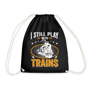 Train Model Builder, Model Locomotive Locomotive - Drawstring Bag - black - Front