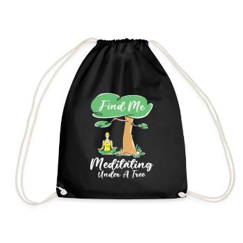Serenity Meditating Nature Fan Spiritual Yoga - Drawstring Bag - black - Front