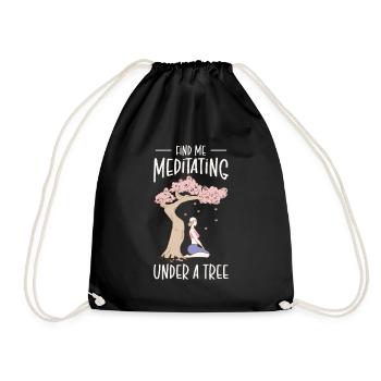 Serenity Meditating Nature Fan Spiritual Yoga - Drawstring Bag - black - Front