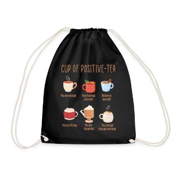 Positivity Cup Drinks Motivational Inspirational - Drawstring Bag - black - Front