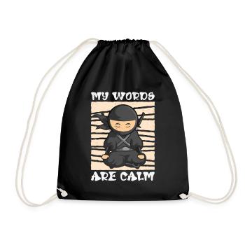 Serenity Ninja Fan Calm Yoga Lover Peaceful - Drawstring Bag - black - Front