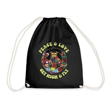 Hippie Tshirt Mouvement pour la Paix Woodstock Boho Groove - Sac de sport léger - noir - Devant