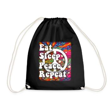 Hippie Geschenk Acidhead Flowerpower Hippi Hippy - Turnbeutel - Schwarz - Vorne