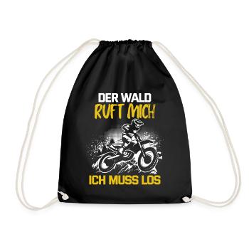 Motocross Geschenk Für Enduro Supermoto Dirt Bike - Turnbeutel - Schwarz - Vorne