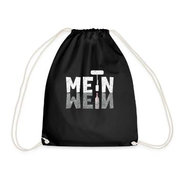 Mein Wein lustiges Weintrinker Geschenk - Turnbeutel - Schwarz - Vorne