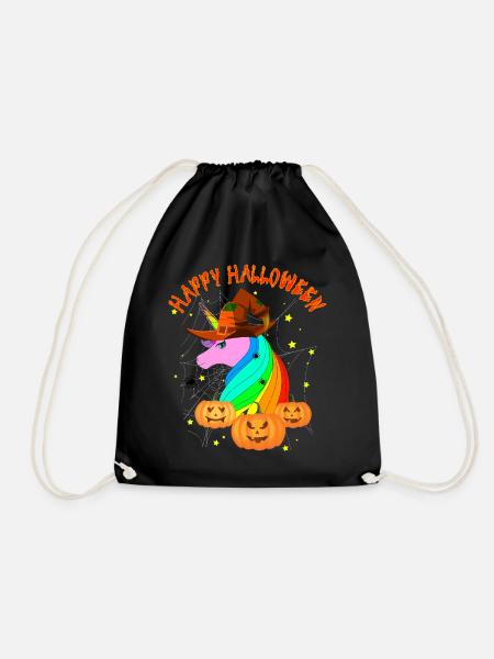 HALLOWEEN UNICORN WITCH - Drawstring Bag - black