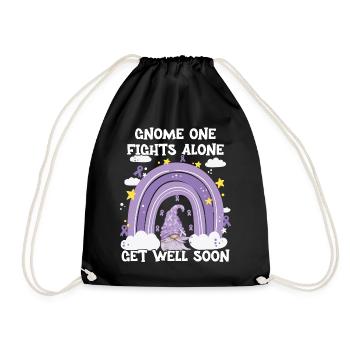 Gnome One Fights Alone Cancer Awareness - Drawstring Bag - black - Front