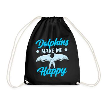 Delfine Machen Mich Glücklich Delphin Delfin - Turnbeutel - Schwarz - Vorne