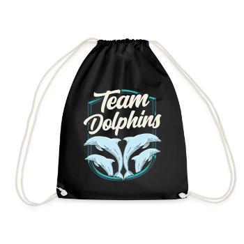 Team Dolphin Dolphins Dolphin Lover Dolphin - Drawstring Bag - black - Front