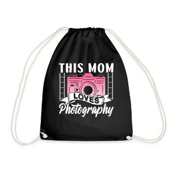 This Mom Loves Photography Mom Photographer - Drawstring Bag - black - Front