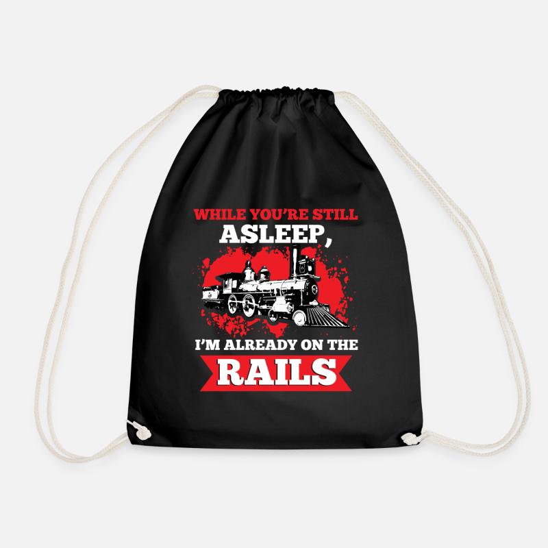 Railway Trainspotting Railway Engineer - Drawstring Bag - black