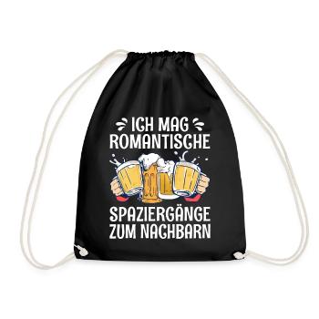 Romantische Spaziergänge Nachbar Wohnung Bier Fun - Turnbeutel - Schwarz - Vorne