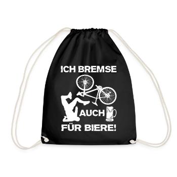 Lustige Fahrrad Sprüche Bier Spaß - Turnbeutel - Schwarz - Vorne