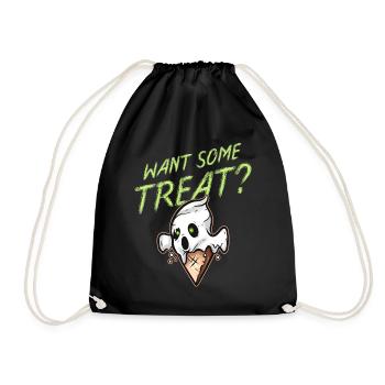 Want Some Treat Scary Cute Ghost Ice Cream - Turnbeutel - Schwarz - Vorne