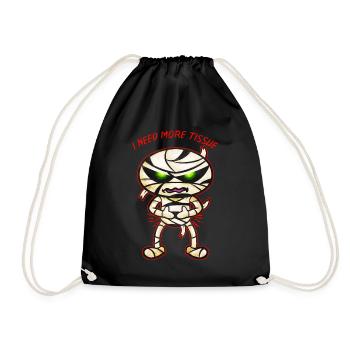 I Need More Tissue Cute Kawaii Chibi Mummy - Drawstring Bag - black - Front