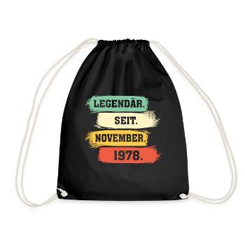Legendär seit November 1978 Geburtstag Geschenk - Turnbeutel - Schwarz - Vorne