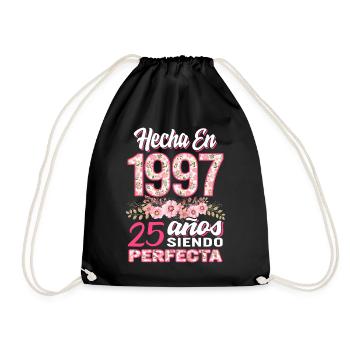 Mujer 25 Cumpleaños Regalo Hecha En 1997, 25 Anos - Drawstring Bag - black - Front
