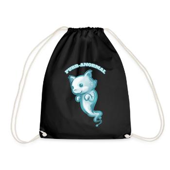 Purr-abnormal Paranormal Cat Ghost Spirit Halloween - Drawstring Bag - black - Front