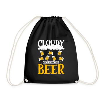 Cloudy with a chance for beer design - Drawstring Bag - black - Front