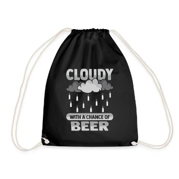 Cloudy with a chance for beer design - Drawstring Bag - black - Front